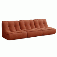 Oviala Business Lot de 3 fauteuils modulable en velours 240 x 90 x 70 cm terracotta - rouge polyester 115736