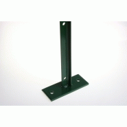 Poteau de clôture à t vert avec platine de fixation - rete plastic - h111 cm - section 30x30x3,5 mm