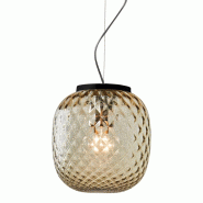 ROSSINI ILLUMINAZIONE Oban Suspension Noire Avec Verre Balloton Bronze E27 Ip20 - Lampe Design Elégante - Structure En Métal Et Verre Soufflé - bro