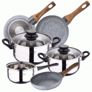 San Ignacio - Toledo - Batterie de cuisine 16/18/20 cm en acier inoxydable avec ensemble de poêles 18/20/22 cm en aluminium forgé compatible inducti