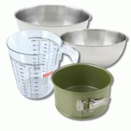 Set pâtisserie avec moule à panettone 18 cm revêtu cire de carnauba, 2 bols à mixer, verre mesureur et spatule Zenker - vert acier 3176239938029