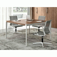 Table de réunion carrée Astropol - placage bois - 141x141 cm - top access inclus - garantie 3 ans