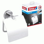 Tesa Smooz - Dérouleur papier toilette avec couvercle, métal chromé, arrondi - Élégant support papier WC au design classique - Montage simple - 5