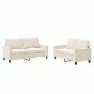 VidaXL Ensemble de canapés 2 pcs avec coussins Crème Velours Modèle Velvet - 3201504