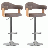 VidaXL Tabourets De Bar Lot De 2 Taupe Bois Courbé Et Tissu - gris 327339