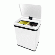 WellHome - Poubelle Intelligente 15L+15L de couleur Blanche 35,5x26x43,5cm - Ouverture Automatique/Manuelle - blanc inox WH15553