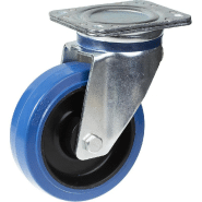Roulette pivotante de 160 mm avec caoutchouc élastique bleu sur roue centrale en nylon Roulette pivotante de 160 mm avec caoutchouc élastique bleu sur roue centrale en nylon