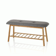 AQA Design Banc avec rangement chaussures FLIP gris, en bambou, tissu gris L.90 P.30 H.45 MP02519 - gris Bambou MP02519