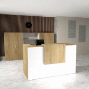 Borne d'accueil bicolore Delta First avec réhausse - Mobel Linea. - 144, Non, Blanc/ chêne veiné