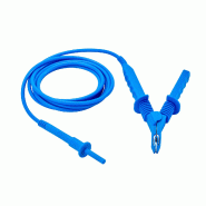CHAUVIN ARNOUX - Cordon haute tension 5kV avec pince crocodile isolée - 3 mètres - Bleu