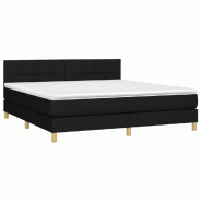 Décoshop26 - Cadre de lit LED avec sommier tête de lit matelas 160x200 cm tissu noir TDL0209184 - noir 3001690347762