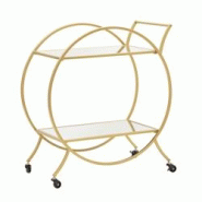 Desserte en métal doré et verre Trolley 70 x 36.5 x 78 cm Mauro Ferretti - jaune 1426080000 Desserte en métal doré et verre Trolley 70 x 36.5 x 78 cm Mauro Ferretti - jaune 1426080000