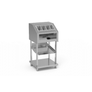 Distributeur de pain, couverts et verres sur pied avec étagère inox 720x700x1360 - SIPNP