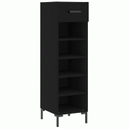 Helloshop26 - Armoire à chaussures noire 30 x 35 x 105 cm avec tiroir et pieds en fer style industriel en bois d'ingénierie noir 02_0048737 - noir B