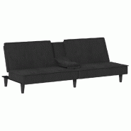 Helloshop26 - Canapé-lit avec porte-gobelets 200 x 89 x 70 cm velours noir 02_0019846 - noir polyester 3001030988006