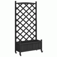 Helloshop26 - Jardinière bac lit surélevé plantes fleurs terrasse jardin avec treillis et roues bois massif de sapin noir 02_0038374 - 3000214171289 Helloshop26 - Jardinière bac lit surélevé plantes fleurs terrasse jardin avec treillis et roues bois massif de sapin noir 02_0038374 - 3000214171289
