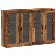 Helloshop26 - Lot de 2 armoires murales bois ancien design rustique 69,5 x 34 x 90 cm en bois d'ingénierie 02_0056064 - verre 3000239339800