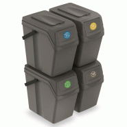 Keden - Set de 4 Poubelles Sortibox pour Recyclage Grises 4x25L - gris plastique ZA1294