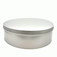 Lot de 16 boîtes rondes à gateaux en fer blanc verni, diamètre 24 cm hauteur 7 cm - gris métal FERON24_0