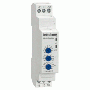 Minuterie multifonctions 12-230V 1 relais 16A. Montage rail-din largeur 18mm. - LETTEL - CTM1-M12 Minuterie multifonctions 12-230V 1 relais 16A. Montage rail-din largeur 18mm. - LETTEL - CTM1-M12