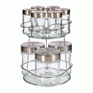 San Ignacio - VIVALTO - Ensemble de 9 bocaux en verre 85 + 320 ml avec support - transparent SANR514