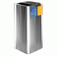 Stil Casa PURE, conteneur déchets avec cendrier, acier inox, 38x38xH80 cm, 2 pictogrammes magnétiques, 100 L, satiné. - argenté inox PU100F-GP-AS Stil Casa PURE, conteneur déchets avec cendrier, acier inox, 38x38xH80 cm, 2 pictogrammes magnétiques, 100 L, satiné. - argenté inox PU100F-GP-AS