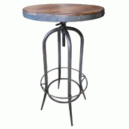 Table haute d'intérieur Cardiff en bois et métal hauteur réglable