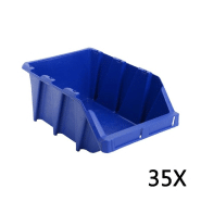 Vidaxl bac de rangement empilable 35 pcs 218x360x156 mm bleu 143774
