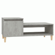 VidaXL Table basse Gris béton 100x50x45 cm Bois d'ingénierie Modèle Soleil Psi Plus - 821128