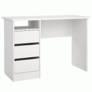 WellHome - Bureau avec 3 tiroirs en coloris Blanc 110 x 49 x 76 cm - Júcar White - blanc multi-matériau WH17243