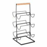 WellHome - Casier à bouteilles pour 6 bouteilles 23x20x48,5cm en métal et bambou couleur noir mat - WH17037 WellHome - Casier à bouteilles pour 6 bouteilles 23x20x48,5cm en métal et bambou couleur noir mat - WH17037
