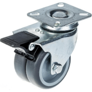 75mm 3" roulette double caoutchouc gris pivotante avec frein capacité 100kg 75mm 3" roulette double caoutchouc gris pivotante avec frein capacité 100kg