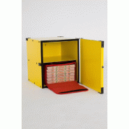 Coffre rigide en aluminium pré-vernis jaune pour transport de boîtes à pizzas - Plusieurs modèles disponibles Coffre rigide en aluminium pré-vernis jaune pour transport de boîtes à pizzas - Plusieurs modèles disponibles