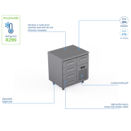 Comptoir réfrigéré en acier inoxydable - 800 × 660 × 900 mm - CST-80-40 Comptoir réfrigéré en acier inoxydable - 800 × 660 × 900 mm - CST-80-40
