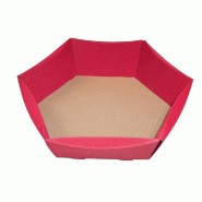 Corbeille hexagonale rouge L43xP35,5xH13cm - à monter - par 10 - carton micro-cannelure