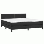 Décoshop26 - Cadre de lit LED avec sommier tête de lit matelas 180x200cm synthétique noir TDL0209152 - noir 3001680082727