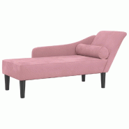 Décoshop26 - Méridienne chaise longue pour intérieur avec coussins en velours rose DEC026093 - 3000255619115