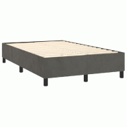 Décoshop26 - Sommier à lattes sur pieds cadre de lit 120x200 cm tissu velours gris foncé TDL0207142 - gris 3001166788006