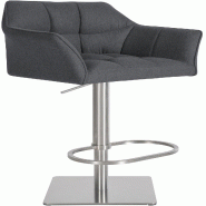 Décoshop26 - Tabouret de bar x1 réglable en feutrine gris assise enveloppante capitonnée avec base carrée en acier inoxydable 10_0006480 - gris in