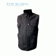 Gilet de travail gris en coton et polyester - 5 poches, col officier - Typhon Mike PBV_0