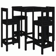 Helloshop26 - Ensemble de bar de jardin 5 pièces noir bois de pin massif - 3000730982727
