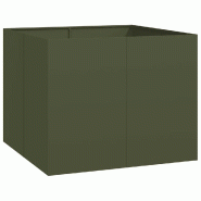 Helloshop26 - Jardinière carrée avec fond ouvert 100 x 100 x 80 cm design moderne jardin balcon en acier vert olive 02_0051603 - vert acier 30002370