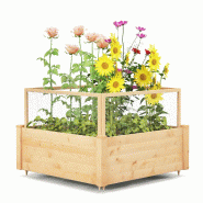 Helloshop26 - Jardinière en bois potager extérieur 107 x 107 x 80 cm protégeant vos plantes avec étagère et clôture en sapin naturel 20_0019393
