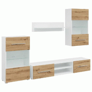 Helloshop26 - Lot de 5 meubles TV design moderne rangement mural 120 x 39,5 x 34 cm en bois d'ingénierie chêne artisanal 02_0055749 - verre 30002391