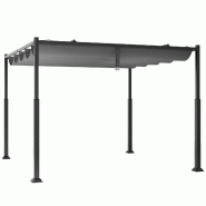 Helloshop26 - Pergola d'extérieur avec auvent rétractable 310 x 310 x 225 cm durable et résistant au vent style moderne en métal 20_0013098 - mét