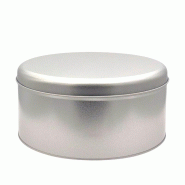 Lot de 22 boîtes rondes hautes en fer blanc verni, diamètre 22 cm hauteur 10 cm - gris métal FERON22
