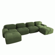 Merax Canapé modulaire en corde 4 places avec 2 tabourets, canapé nuage sans cadre, près du sol avec assise profonde, peut également être utilis�_0