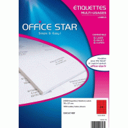 OFFICE STAR - Boite de 2400 étiquettes autocollantes multi-usages - Rouges Fluo 70 x 37mm - Jet d'encre ou Laser - (OS43474RF) - 5014702147982