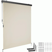 Tectake Store banne verticale ELOISE avec 2 supports muraux - 140 x 250 cm, beige - 406137 - beige polyester 406137