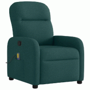 VidaXL Fauteuil de massage inclinable Vert foncé Tissu Modèle Arvélis - 8721158335449
